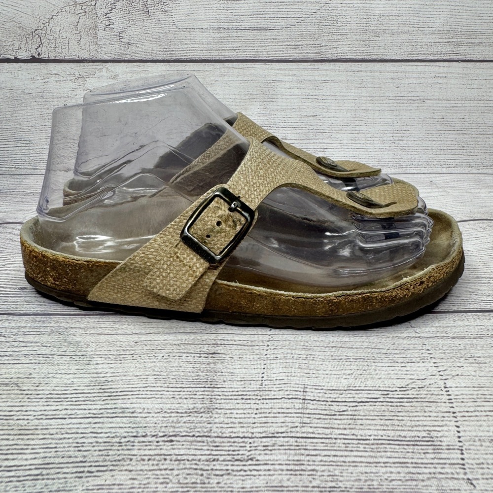 Birkenstock Gizeh Sandals Tan Textured Leather Cork Footbed Women's size 37‎ EU